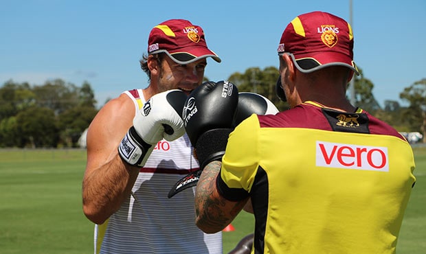 Josh Walker boxing during the Lions' training camp. Picture: lions.com.au - ${keywords}